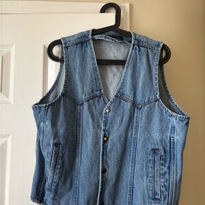 Denim Sleeveless Vest with Button Closure